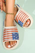 Patriotic Rhinestone Star Pattern Thick Sole Slide Slippers