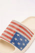 Patriotic Rhinestone Star Pattern Thick Sole Slide Slippers
