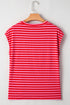 Patriotic Sequin America Letter Patched Stripe Cap Sleeve Summer Tee Top