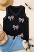 Patriotic Sequin Bow Patch V Neck Tank Top