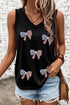 Patriotic Sequin Bow Patch V Neck Tank Top