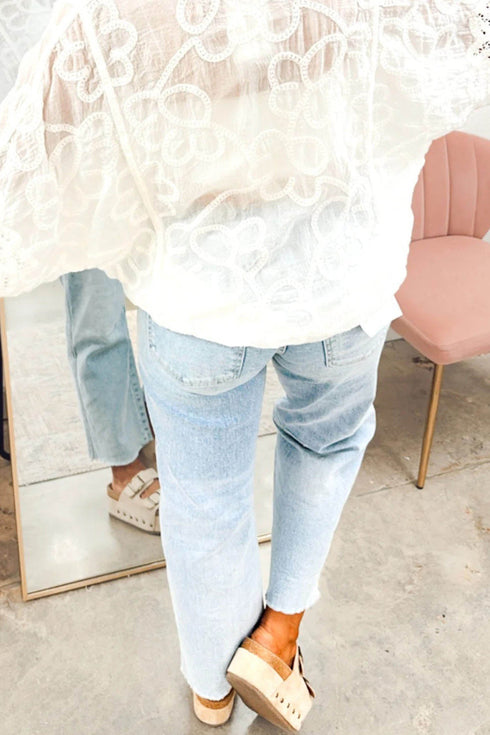 Patriotic Sequin Bow Patched Ankle Length Denim Jeans