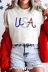 Patriotic Sequin Usa Graphic Crew Neck Short Sleeve Tee