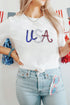 Patriotic Sequin Usa Graphic Crew Neck Short Sleeve Tee