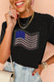 Patriotic Sparkle Rhinestone American Flag Graphic Tee Shirt