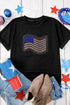 Patriotic Sparkle Rhinestone American Flag Graphic Tee Shirt