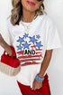 Patriotic Star And Bow Graphic Short Sleeve T-Shirt