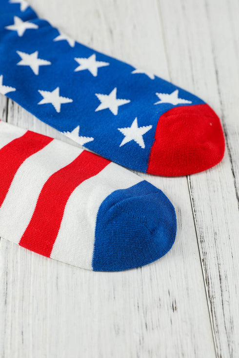 Patriotic Star And Stripe Patterned Knitted Socks