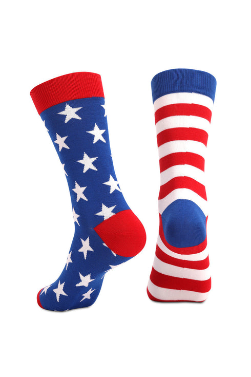 Patriotic Star And Stripe Patterned Knitted Socks