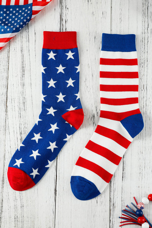 Patriotic Star And Stripe Patterned Knitted Socks