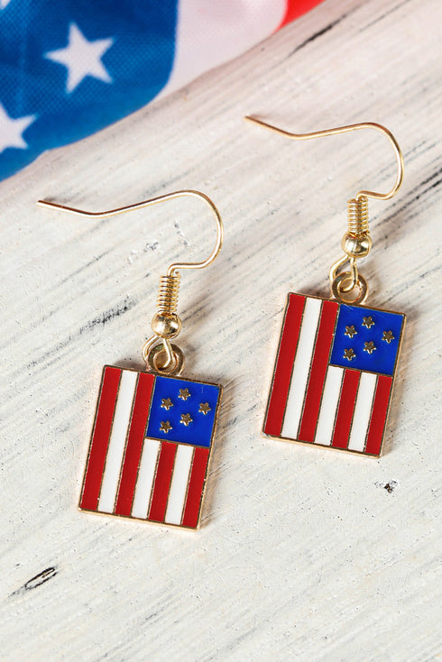 Patriotic Star And Stripe Print Alloy Earrings