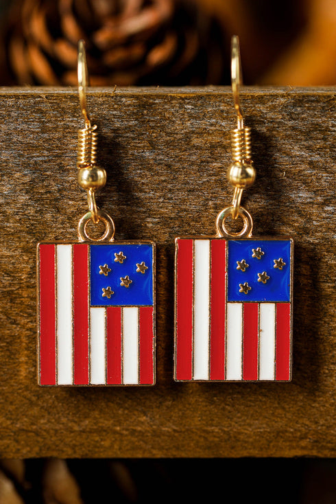 Patriotic Star And Stripe Print Alloy Earrings