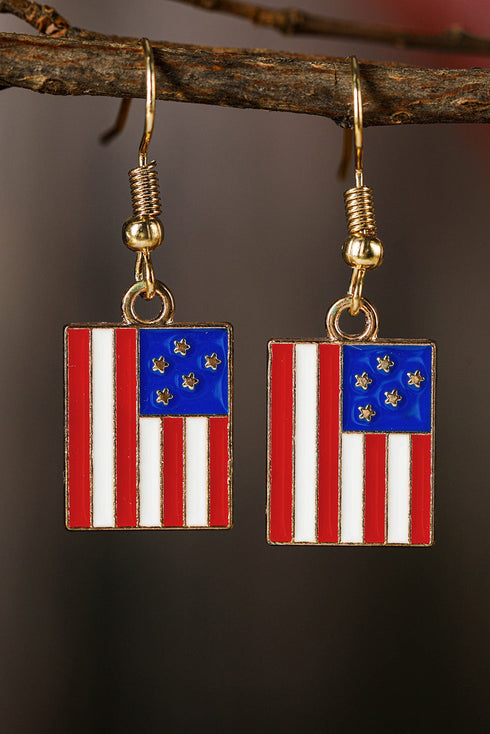 Patriotic Star And Stripe Print Alloy Earrings