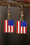 Patriotic Star And Stripe Print Alloy Earrings