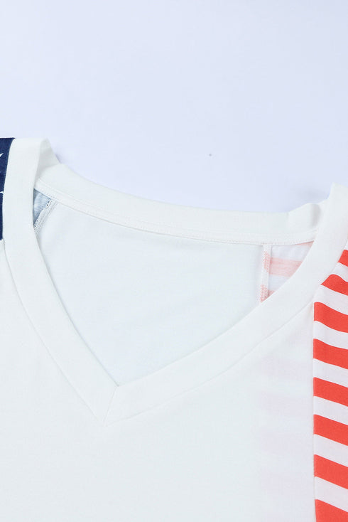 Patriotic Star And Stripe Print Short Sleeve Tee
