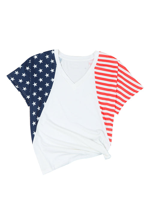 Patriotic Star And Stripe Print Short Sleeve Tee