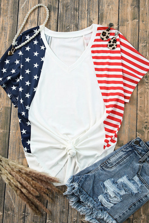 Patriotic Star And Stripe Print Short Sleeve Tee