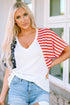 Patriotic Star And Stripe Print Short Sleeve Tee