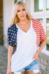 Patriotic Star And Stripe Print Short Sleeve Tee