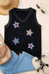 Patriotic Star Graphic Ribbed V Neck Tank