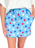 Patriotic Star Print Beaded Drawstring Casual Shorts