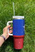 Patriotic Star Stripe Rhinestone Embellished Alloy Tumbler