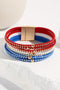 Patriotic Star Studded Multi Layer Magnetic Leather Bracelet