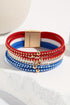 Patriotic Star Studded Multi Layer Magnetic Leather Bracelet