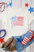 Patriotic Stars And Stripes Bow Graphic Crew Neck Tee
