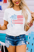 Patriotic Stars And Stripes Bow Graphic Crew Neck Tee