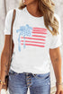 Patriotic Stars And Stripes Bow Graphic Crew Neck Tee