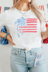 Patriotic Stars And Stripes Bow Graphic Crew Neck Tee