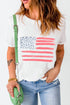 Patriotic Stars And Stripes Crew Neck Short Sleeve Tee