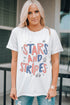 Patriotic Stars And Stripes Graphic Crew Neck Summer Celebration Tee Shirt