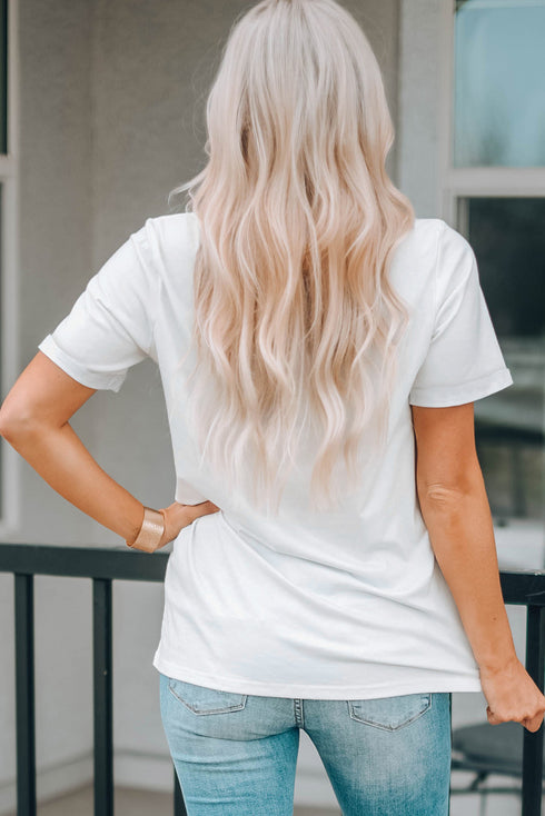 Patriotic Stars And Stripes Graphic Crew Neck Summer Celebration Tee Shirt