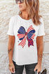 Patriotic Stars And Stripes Leopard Print Bow Graphic Tee Shirt