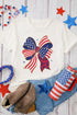 Patriotic Stars And Stripes Leopard Print Bow Graphic Tee Shirt
