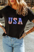 Patriotic Stars and Stripes USA Graphic Crew Neck Tee