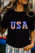 Patriotic Stars and Stripes USA Graphic Crew Neck Tee