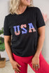 Patriotic Stars and Stripes USA Graphic Crew Neck Tee