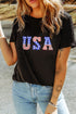 Patriotic Stars and Stripes USA Graphic Crew Neck Tee