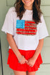 Patriotic Stars Stripes And Leopard Print Graphic Tee