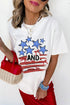 Patriotic Stars Stripes Bow Detail Graphic Summer Celebration Tee Shirt