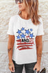 Patriotic Stars Stripes Bow Detail Graphic Summer Celebration Tee Shirt