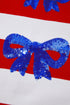 Patriotic Striped Sequin Bow Half Sleeve Top