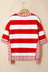Patriotic Striped Sequin Bow Half Sleeve Top