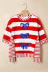 Patriotic Striped Sequin Bow Half Sleeve Top
