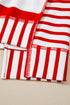 Patriotic Striped Sequin Bow Half Sleeve Top