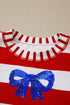 Patriotic Striped Sequin Bow Half Sleeve Top