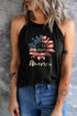 Patriotic Sunflower Graphic Jersey Knit Halter Tank Top